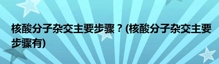 核酸分子杂交主要步骤？(核酸分子杂交主要步骤有)