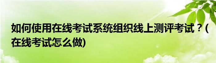 如何使用在线考试系统组织线上测评考试？(在线考试怎么做)