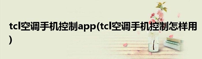 tcl空调手机控制app(tcl空调手机控制怎样用)