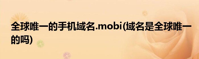 全球唯一的手机域名.mobi(域名是全球唯一的吗)