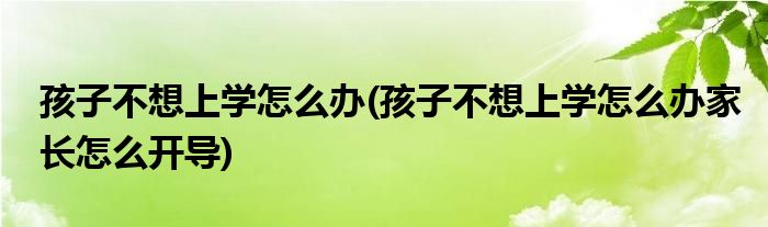 孩子不想上学怎么办(孩子不想上学怎么办家长怎么开导)