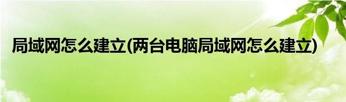 局域网怎么建立(两台电脑局域网怎么建立)