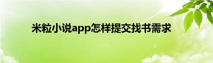 米粒小说app怎样提交找书需求