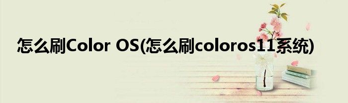 怎么刷Color OS(怎么刷coloros11系统)