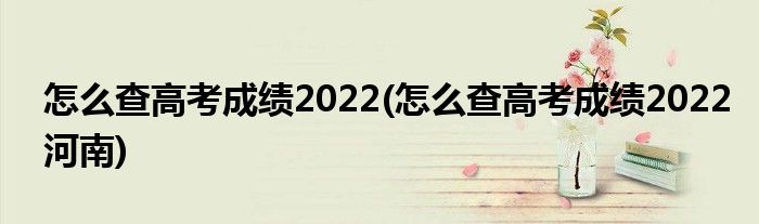 怎么查高考成绩2022(怎么查高考成绩2022河南)