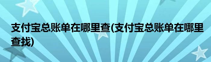 支付宝总账单在哪里查(支付宝总账单在哪里查找)