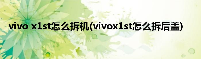 vivo x1st怎么拆机(vivox1st怎么拆后盖)