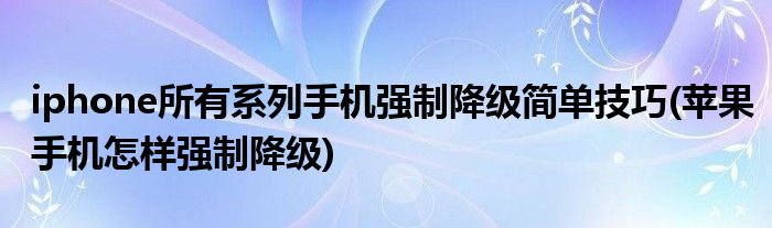 iphone所有系列手机强制降级简单技巧(苹果手机怎样强制降级)