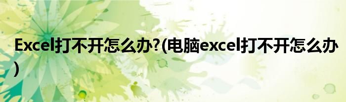 Excel打不开怎么办?(电脑excel打不开怎么办)