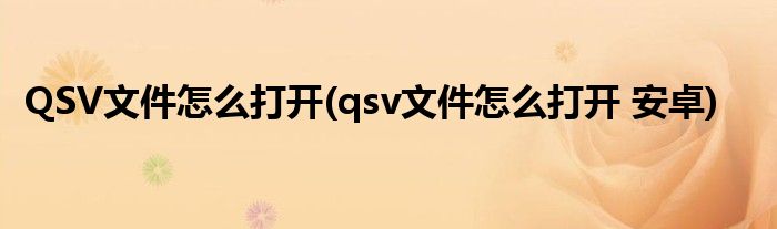 QSV文件怎么打开(qsv文件怎么打开 安卓)