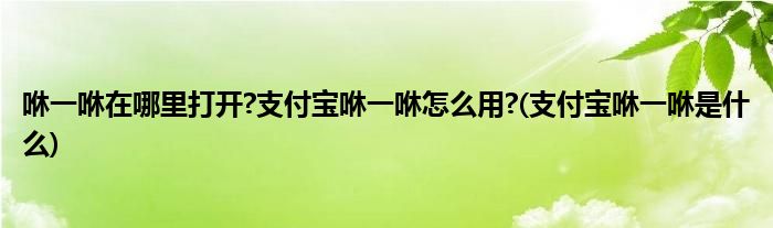 咻一咻在哪里打开?支付宝咻一咻怎么用?(支付宝咻一咻是什么)