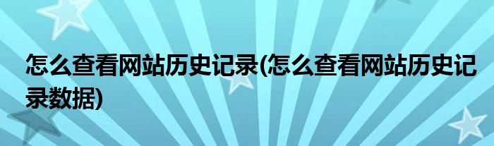 怎么查看网站历史记录(怎么查看网站历史记录数据)