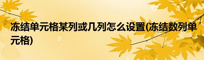 冻结单元格某列或几列怎么设置(冻结数列单元格)