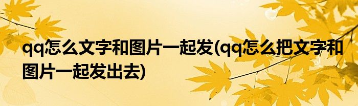 qq怎么文字和图片一起发(qq怎么把文字和图片一起发出去)