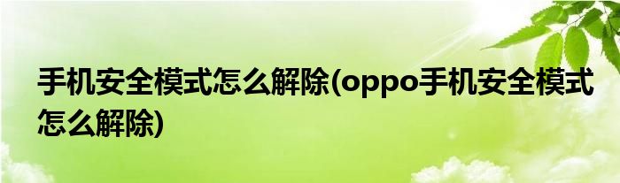 手机安全模式怎么解除(oppo手机安全模式怎么解除)