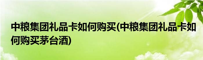 中粮集团礼品卡如何购买(中粮集团礼品卡如何购买茅台酒)