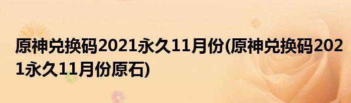 原神兑换码2021永久11月份(原神兑换码2021永久11月份原石)