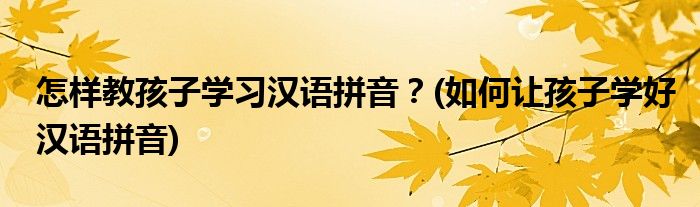 怎样教孩子学习汉语拼音？(如何让孩子学好汉语拼音)