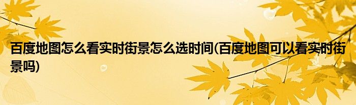 百度地图怎么看实时街景怎么选时间(百度地图可以看实时街景吗)