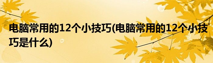 电脑常用的12个小技巧(电脑常用的12个小技巧是什么)