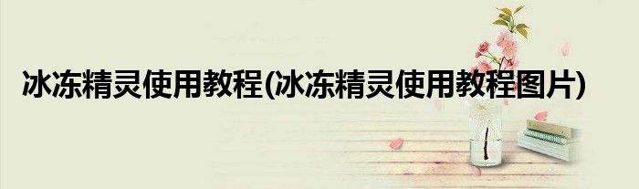 冰冻精灵使用教程(冰冻精灵使用教程图片)