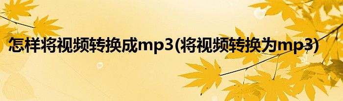 怎样将视频转换成mp3(将视频转换为mp3)