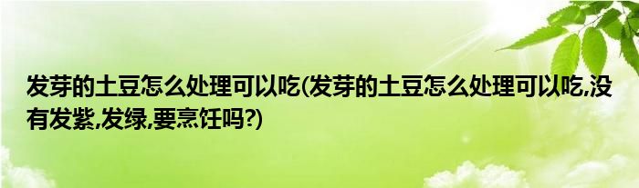 发芽的土豆怎么处理可以吃(发芽的土豆怎么处理可以吃,没有发紫,发绿,要烹饪吗?)