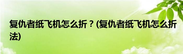 复仇者纸飞机怎么折？(复仇者纸飞机怎么折法)