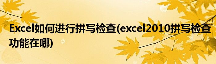 Excel如何进行拼写检查(excel2010拼写检查功能在哪)