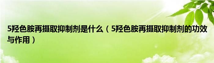 5羟色胺再摄取抑制剂是什么（5羟色胺再摄取抑制剂的功效与作用）