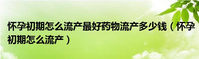 怀孕初期怎么流产最好药物流产多少钱（怀孕初期怎么流产）