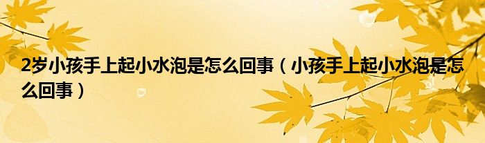 2岁小孩手上起小水泡是怎么回事（小孩手上起小水泡是怎么回事）