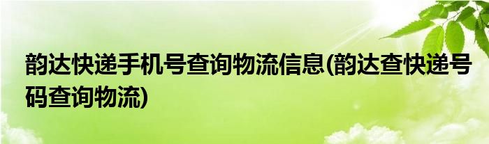 韵达快递手机号查询物流信息(韵达查快递号码查询物流)