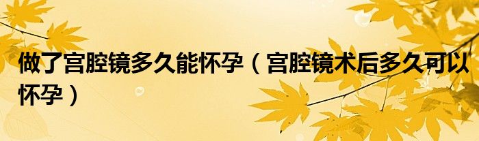 做了宫腔镜多久能怀孕（宫腔镜术后多久可以怀孕）
