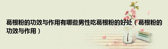 葛根粉的功效与作用有哪些男性吃葛根粉的好处（葛根粉的功效与作用）