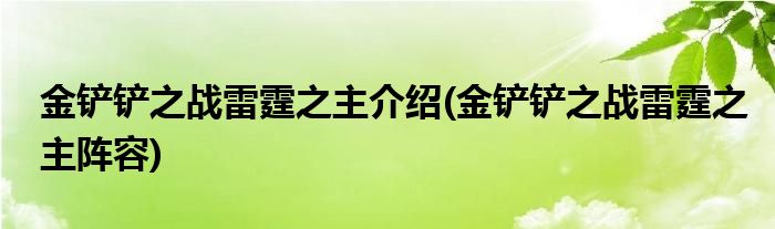 金铲铲之战雷霆之主介绍(金铲铲之战雷霆之主阵容)