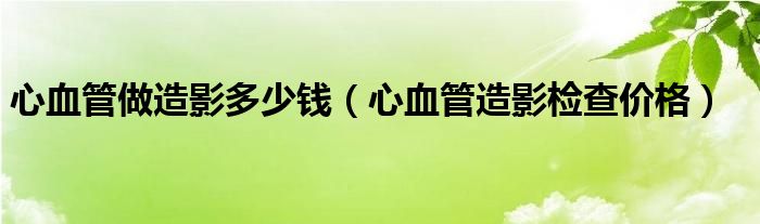 心血管做造影多少钱（心血管造影检查价格）