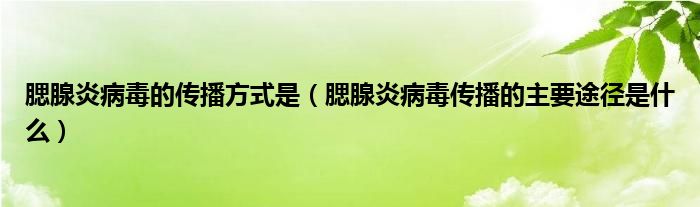 腮腺炎病毒的传播方式是（腮腺炎病毒传播的主要途径是什么）