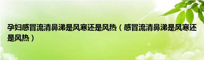 孕妇感冒流清鼻涕是风寒还是风热（感冒流清鼻涕是风寒还是风热）