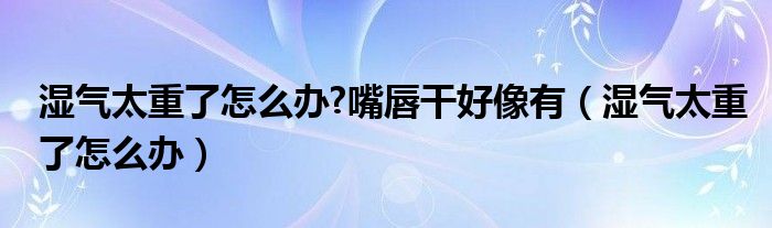 湿气太重了怎么办?嘴唇干好像有（湿气太重了怎么办）