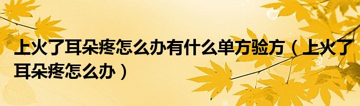 上火了耳朵疼怎么办有什么单方验方（上火了耳朵疼怎么办）