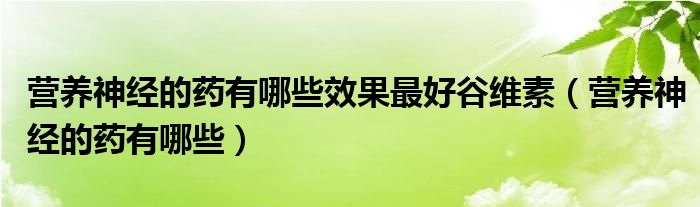 营养神经的药有哪些效果最好谷维素（营养神经的药有哪些）