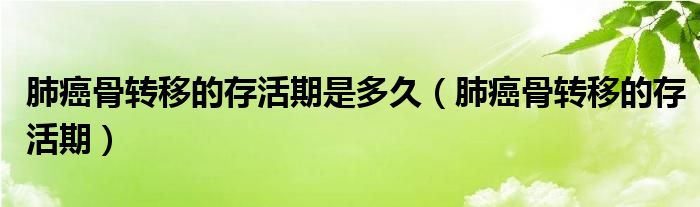 肺癌骨转移的存活期是多久（肺癌骨转移的存活期）