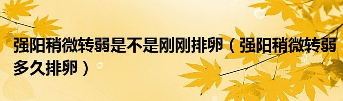 强阳稍微转弱是不是刚刚排卵（强阳稍微转弱多久排卵）