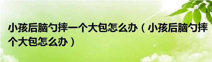 小孩后脑勺摔一个大包怎么办（小孩后脑勺摔个大包怎么办）