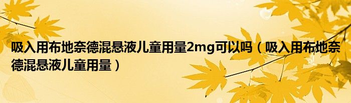 吸入用布地奈德混悬液儿童用量2mg可以吗（吸入用布地奈德混悬液儿童用量）