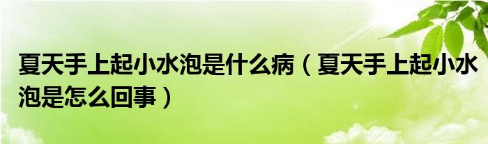 夏天手上起小水泡是什么病（夏天手上起小水泡是怎么回事）