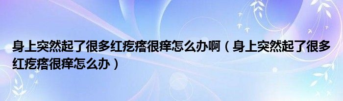 身上突然起了很多红疙瘩很痒怎么办啊（身上突然起了很多红疙瘩很痒怎么办）