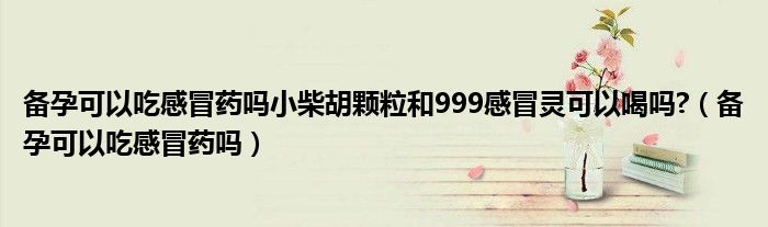 备孕可以吃感冒药吗小柴胡颗粒和999感冒灵可以喝吗?（备孕可以吃感冒药吗）