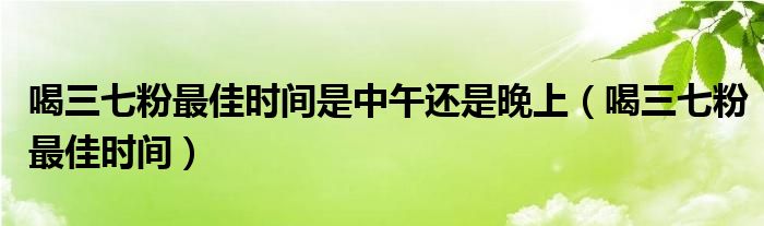 喝三七粉最佳时间是中午还是晚上（喝三七粉最佳时间）